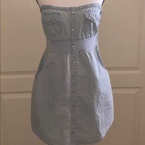 JUNIORS - Light Denim Strapless Dress - Size Small